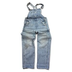 Levis Premium Denim Overalls Women's Medium Big E Light Wash Relaxed Fit